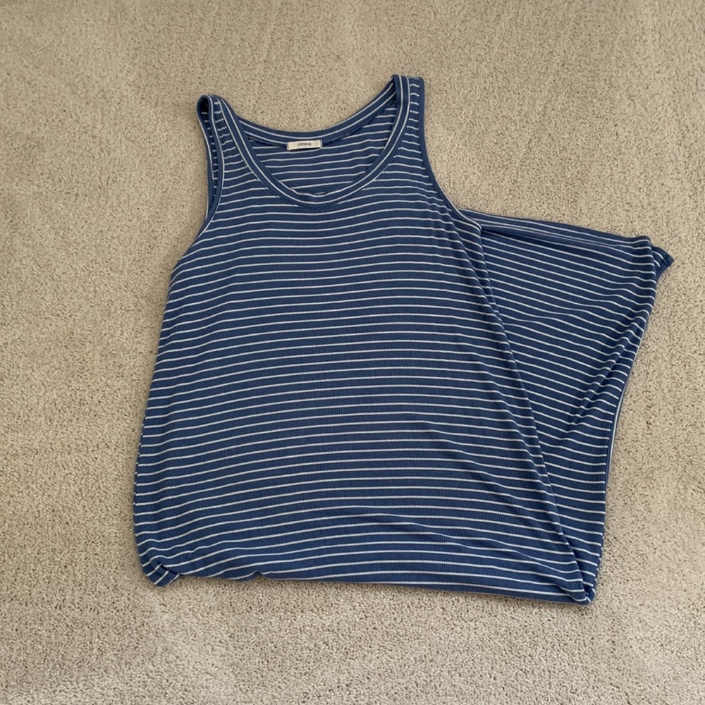 Striped Blue Full Length Beach Dress/Coverup